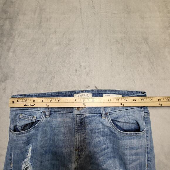 Guess Jeans Womens 31 Light Wash Power Curvy Mid Distressed Ripped Skinny Denim - Picture 9 of 11